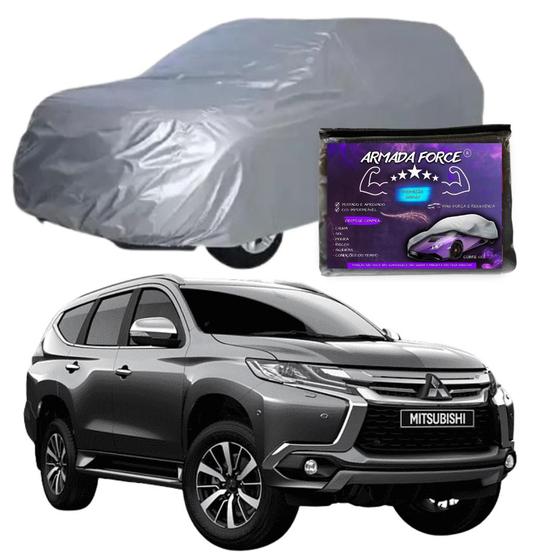 Imagem de Capa Cobrir Carro MITSUBISHI PAJERO SPORT  100% Forrada Armada Force 100% Impermeável Forro Total Protege Sol Chuva Lona Proteção Automotiva