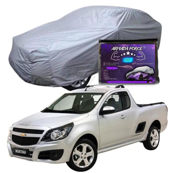 Imagem de Capa Cobrir Carro MONTANA 100% Forrada Armada Force 100% Impermeável Forro Total Protege Sol Chuva Poeira Lona Proteção Automotiva Hatch e Sedan