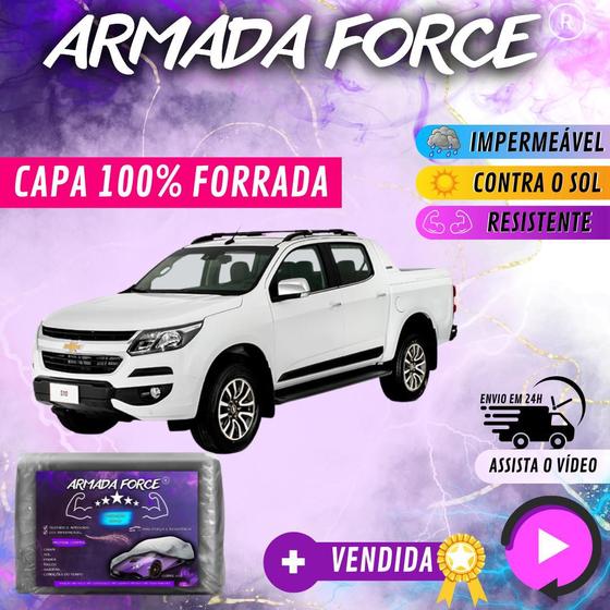 Imagem de Capa Cobrir Carro S10 100% Forrada Armada Force 100% Impermeável Forro Total Protege Sol Chuva Lona Proteção Automotiva