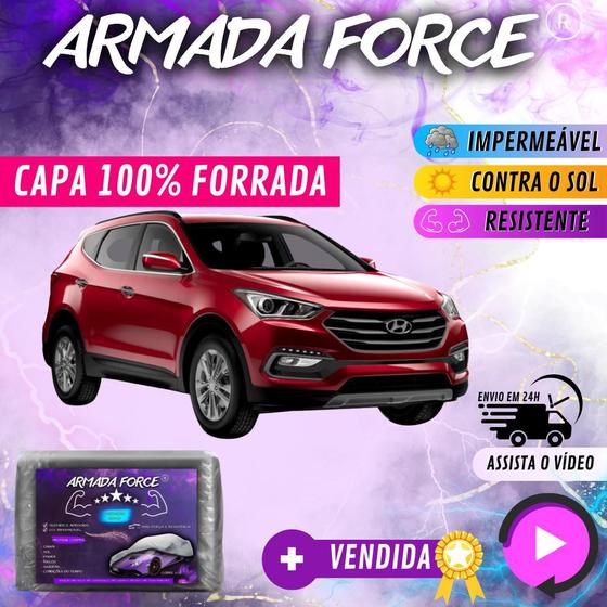 Imagem de Capa Cobrir Carro SANTA FÉ 100% Forrada Armada Force 100% Impermeável Forro Total Protege Sol Chuva Lona Proteção Automotiva