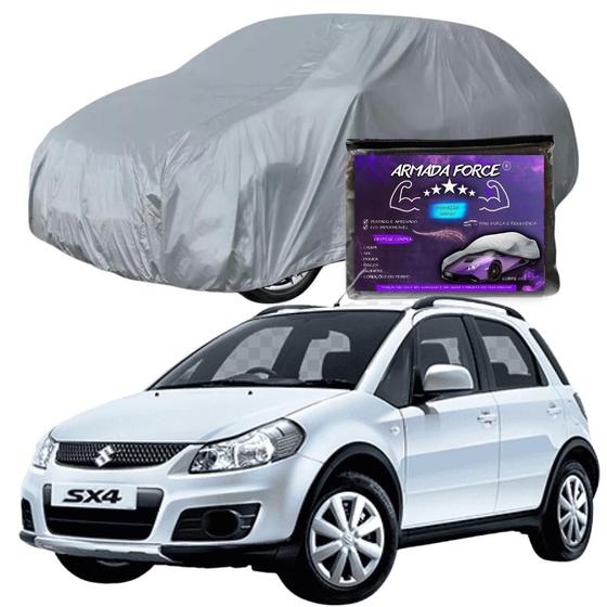 Imagem de Capa Cobrir Carro SX4 HATCH 100% Forrada Armada Force 100% Impermeável Forro Total Protege Sol Chuva Poeira Lona Proteção Automotiva Hatch e Sedan