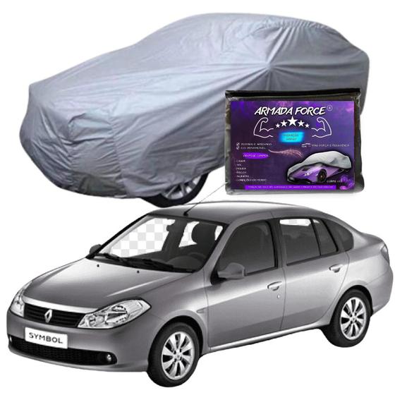 Imagem de Capa Cobrir Carro SYMBOL 100% Forrada Armada Force 100% Impermeável Forro Total Protege Sol Chuva Lona Proteção Automotiva