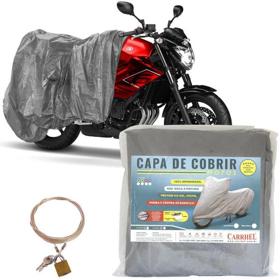 Imagem de Capa Cobrir Moto Protetora Forrada Impermeável Anti Uv com Cadeado Tamanho M Carrhel 205