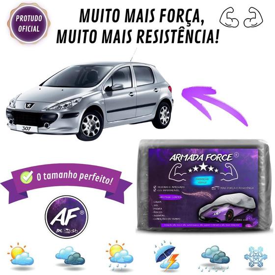 Imagem de Capa Cobrir Peugeot 307 Hatch ARMADA FORCE Forrada Impermeável 100% Protege Sol Chuva Poeira Capa Proteção Automotiva Anti-UV