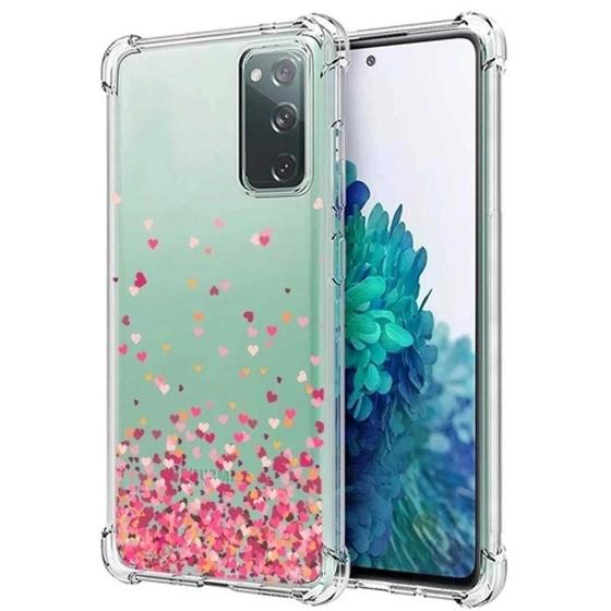 Imagem de Capa Com Bordas Anti Shock Chuva de Coração Compativel Para Samsung Galaxy S20 Fe
