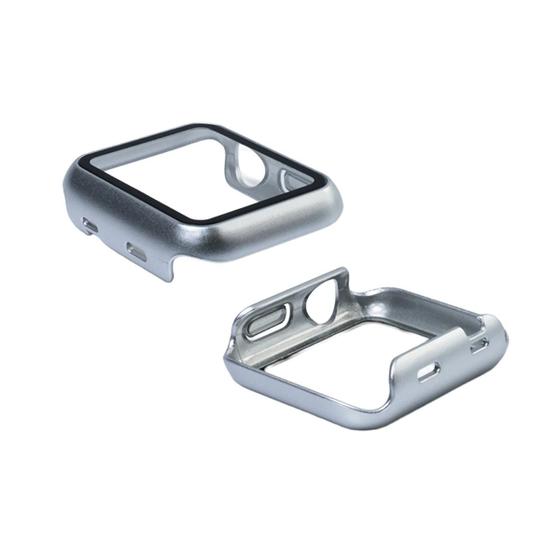 Imagem de Capa com Película de Vidro Nerdcase Compatível com Apple Watch 38mm, Prata Cromada