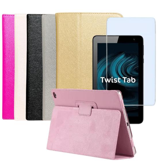 Imagem de Capa com Suporte para Estudos Adaptável para Tablet Twist Tab + com Película