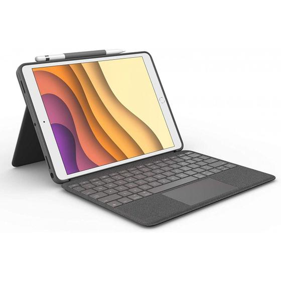 Imagem de Capa com teclado e touch pad logitech para i pad pro 10,5" e ai r 3 geração.