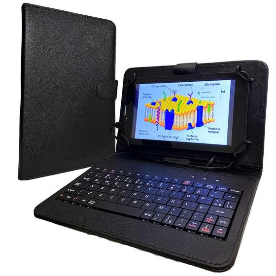 Imagem de Capa com Teclado para Tablet Samsung X200 A7 T500/T505 S6 Lite P610 P615