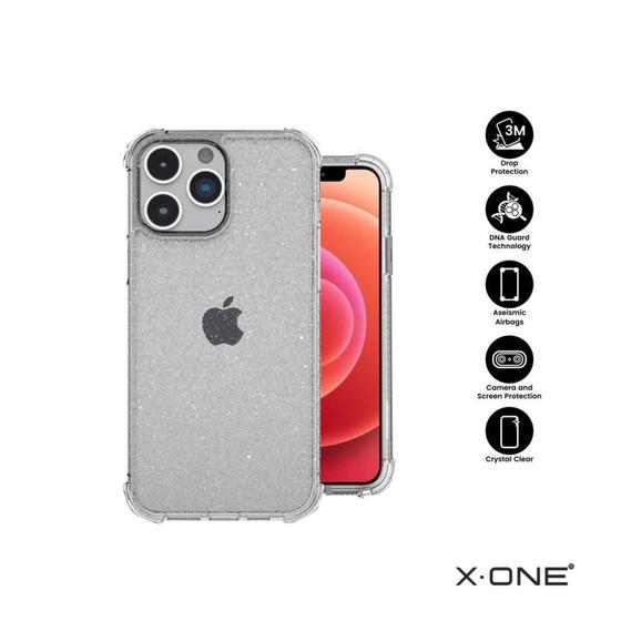 Imagem de Capa Compatível para Iphone 15 Fumê com Gliter Transparente Anti Impacto X-One