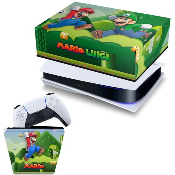 Imagem de Capa Compatível PS5 Horizontal e Case Controle - Super Mario