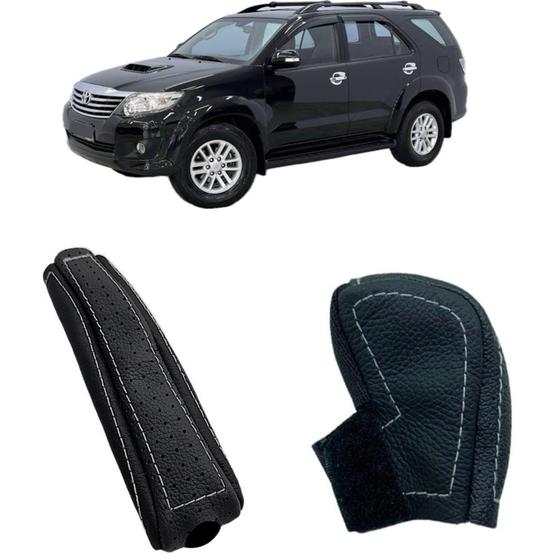 Imagem de Capa Couro Manopla Câmbio Automático e Freio de mão Toyota HIlux e Sw4 2006 a 2015