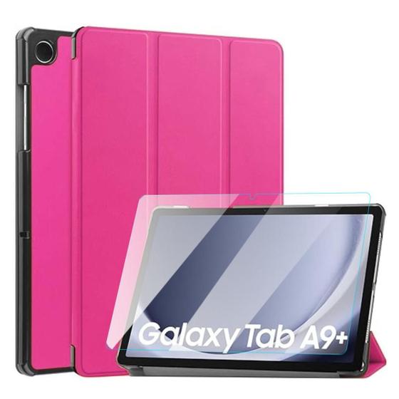 Imagem de Capa Couro + Película Vidro Para Tablet Samsung A9+ 11 X210