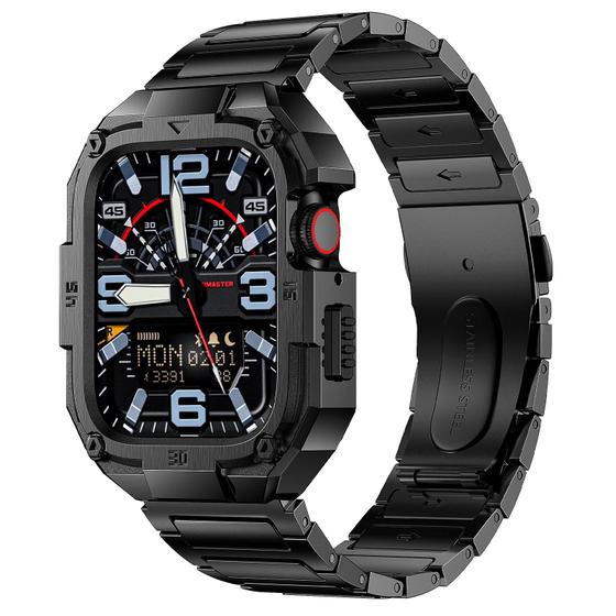 Imagem de Capa de Aço Inoxidável Preta para Apple Watch 45mm