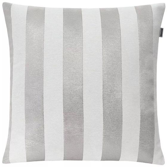 Capa de Almofada em Jacquard Luxo Branco e Prata Listrado 43x43cm Menor preço em Capa de Almofada em Jacquard Luxo Branco e Prata Listrado 43x43cm