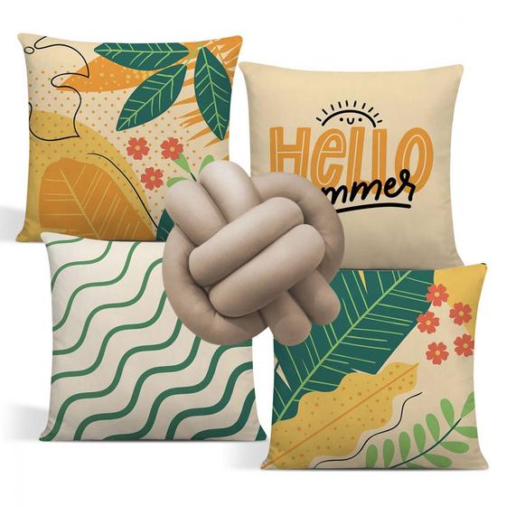 Imagem de Capa De Almofada Moderna Com Zíper 43cm x 43cm + Almofada De Nó Escandinavo - Summer