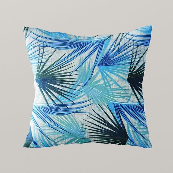 Imagem de Capa de almofada para sofá jacquard folhas secas azuis