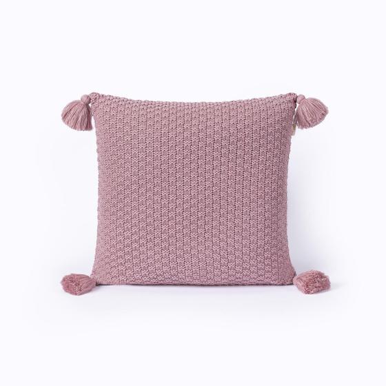 Imagem de Capa De Almofada Pompom C/Zíper 40X40Cm Tricot Rose