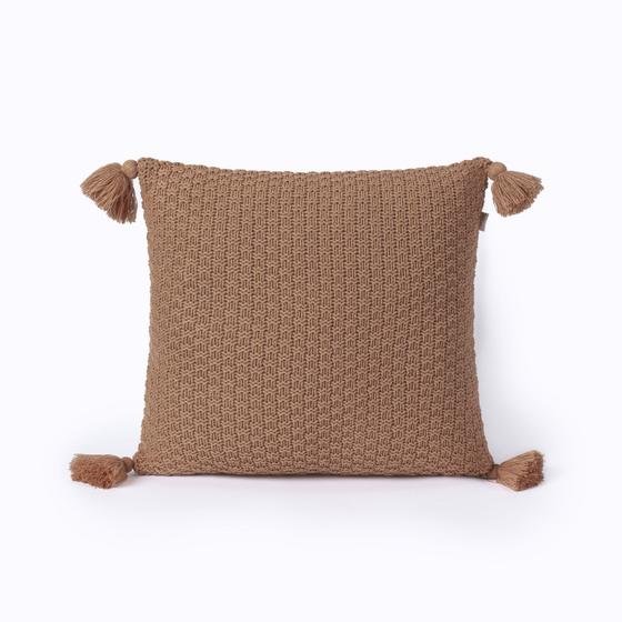 Imagem de Capa de Almofada Pompom Decorativa Tricot 45x45cm Com zíper Istambul