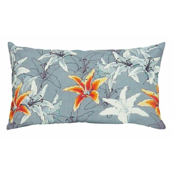 Capa de Almofada Retangular Moscou Algodão Floral Laranja e Cinza 60x30cm Menor preço em Capa de Almofada Retangular Moscou Algodão Floral Laranja e Cinza 60x30cm