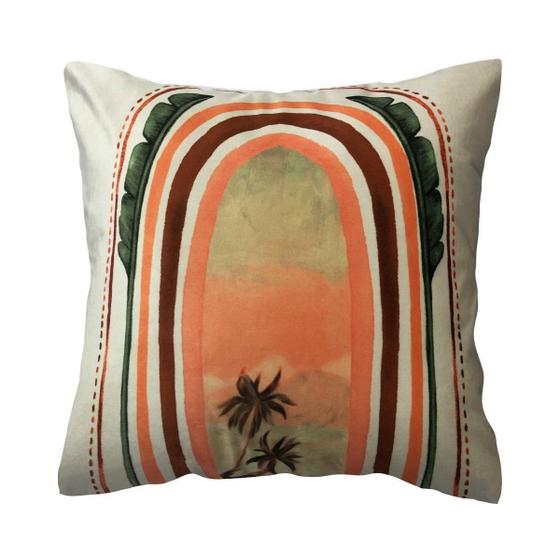 Imagem de Capa De Almofada Veludo Decorativa Boho Com Arco 45X45
