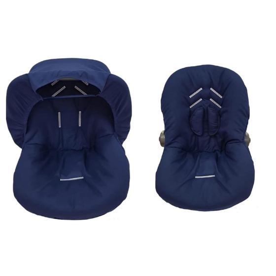 Imagem de Capa de bebe conforto com capota e protetor de cinto azul marinho
