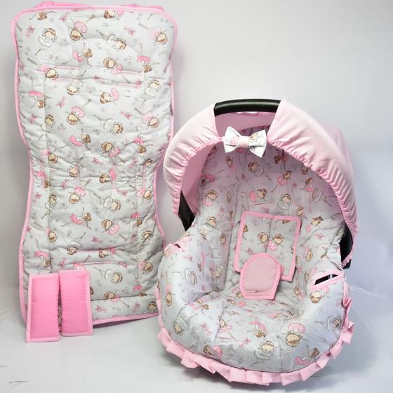 Imagem de Capa de bebê conforto e capa carrinho -  bailarina rosa