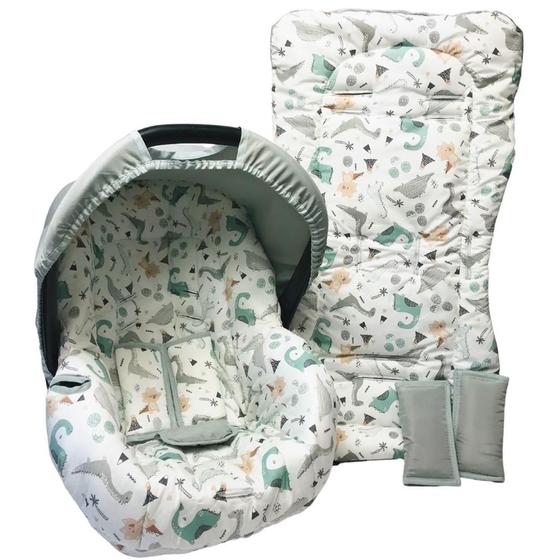 Imagem de Capa de bebê conforto e capa carrinho - dino cinza