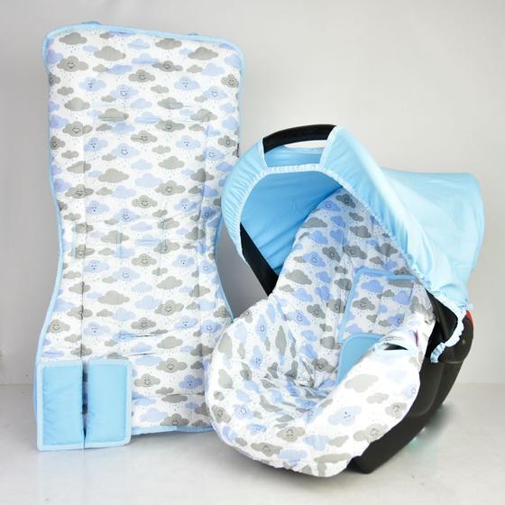 Imagem de Capa de bebê conforto e capa carrinho - nuvem azul nova
