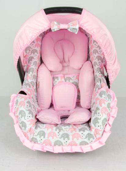 Imagem de Capa de bebê conforto e redutor - passinho elefante rosa