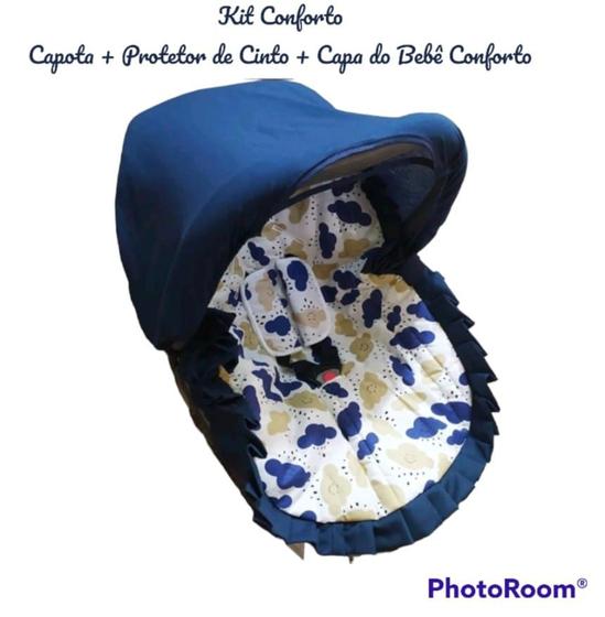 Imagem de Capa de Bebê Conforto Universal + Protetores de Cinto + Capota Solar - Tecido Algodão Várias Estampas