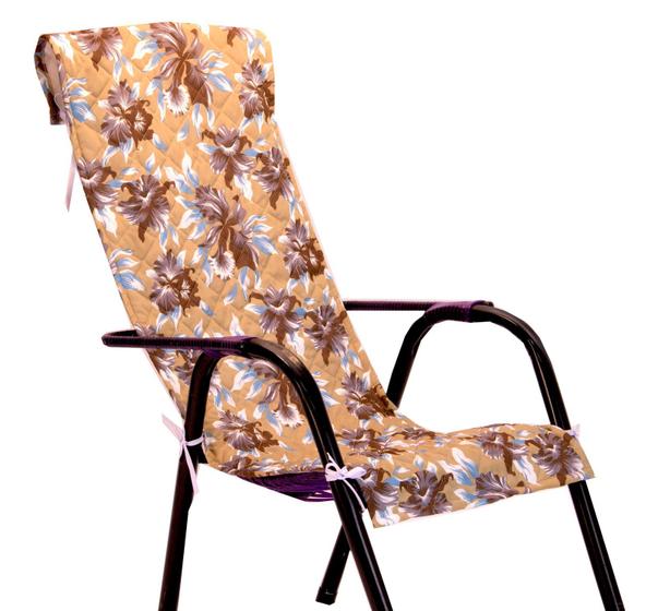 Imagem de Capa De Cadeira Espreguiçadeira Floral Bege