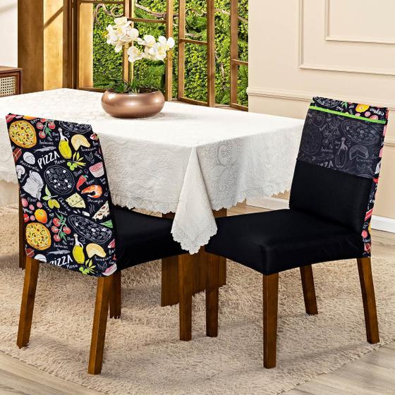 Imagem de Capa de Cadeira Jantar Avulsa Estampada Ajustável com Elástico - Protetora Para Cozinha Malha Gel Helanca