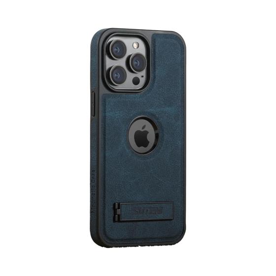 Imagem de Capa De Carregamento Sem Fio MagSafe De Couro PU De Luxo Com Suporte Para iPhone 16 pro Max 15 plus