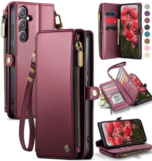 Imagem de Capa de celular Defencase Samsung Galaxy S24 FE Wallet vinho tinto