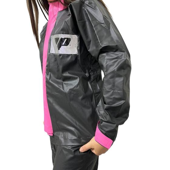 Imagem de Capa de Chuva Feminina G Preta Rosa Calca e Jaqueta PANTANEIRO