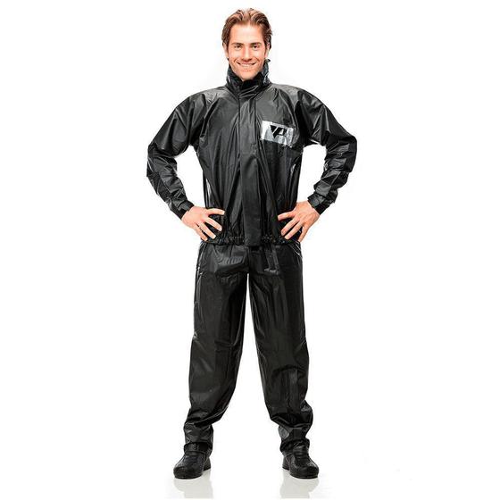 Imagem de Capa de Chuva Masculina Pantaneiro Tornado Modelo 2700 em PVC Cor Preto com Gola