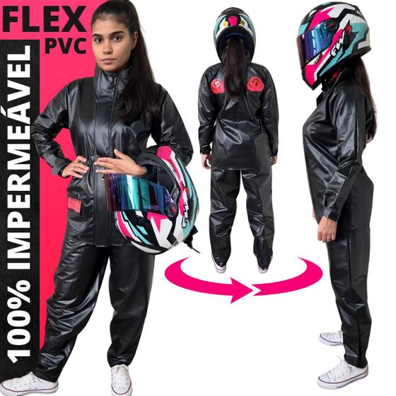 Imagem de Capa De Chuva Moto Brascamp Motoqueiro Impermeável Reforçada Motoboy Moto Race Combate Gola Roupa Conjunto