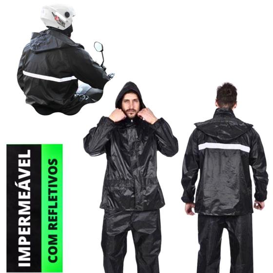 Imagem de Capa de Chuva Motoqueiro Jaqueta e Calça Reforçada Conjunto Moto Motoqueiro Impermeável