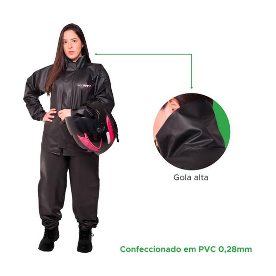 Imagem de Capa De Chuva Motoqueiro Moto 100% Impermeável PVC Feminino