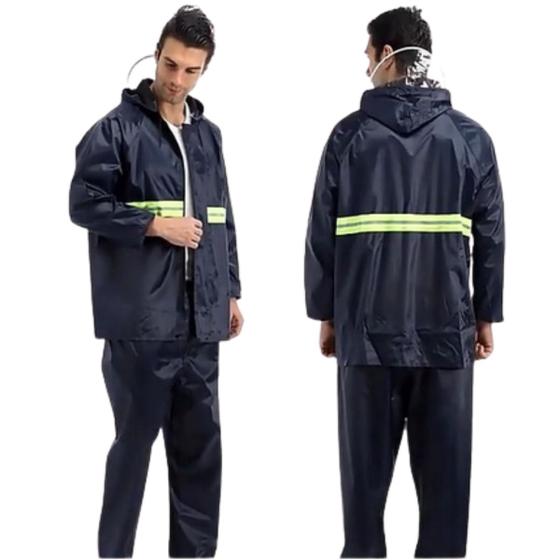 Imagem de capa de chuva para motoboy cojunto casaso e calça impermeavel motoqueiro reforçada masculina com capuz