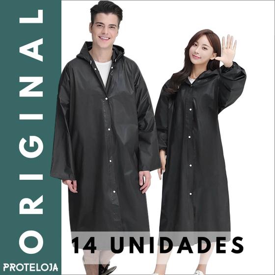 Imagem de Capa De Chuva PVC Capuz Reforçada Impermeável Unisex Feminina e Masculina Reutilizável