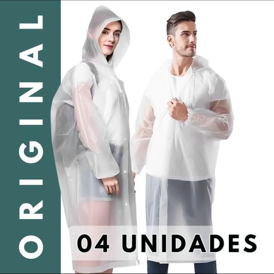 Imagem de Capa De Chuva PVC Capuz Reforçada Impermeável Unisex Feminina e Masculina Reutilizável