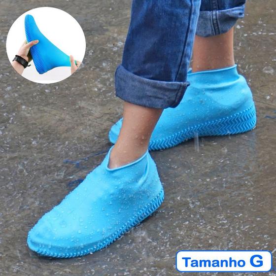 Imagem de Capa de Chuva Tenis Calçado de Silicone Azul G CBRN11544