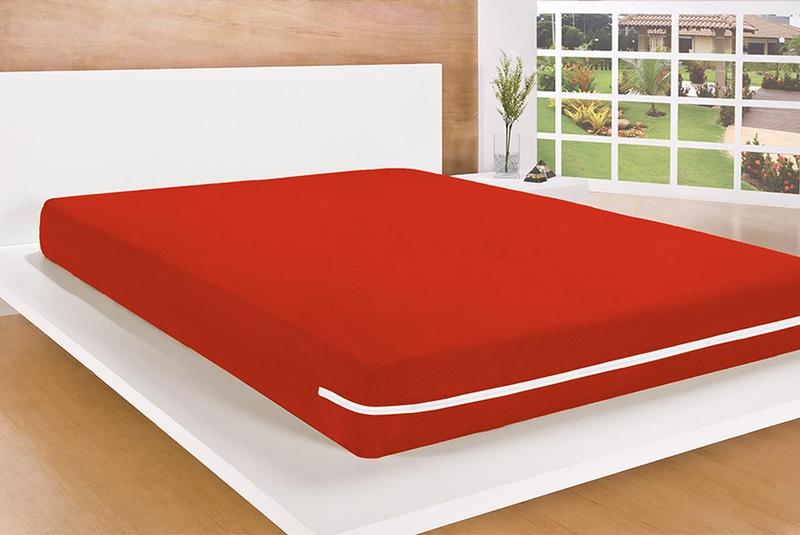 Imagem de Capa De Colchão Cama Solteiro Com Zíper Malha Gel Vermelho