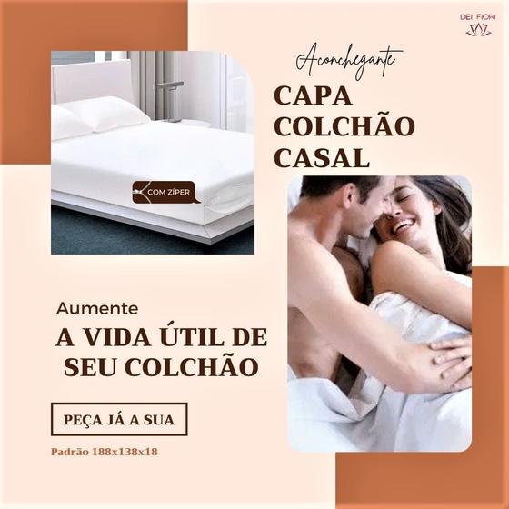 Imagem de Capa De Colchão Padrão 138x188x18 Cm Com Elástico Cor Branca