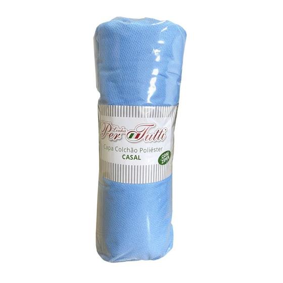 Imagem de Capa de Colchão Solteiro Cor Azul Camitalia Malha 100% Poliester 60g/m2 Linha Milão
