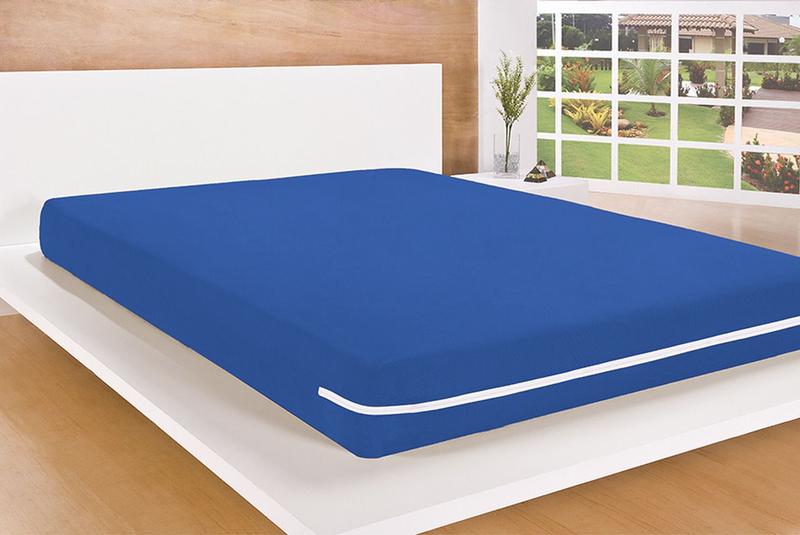 Imagem de Capa de Colchão Solteiro Malha Gel com zíper Protetor Cama Box AZUL