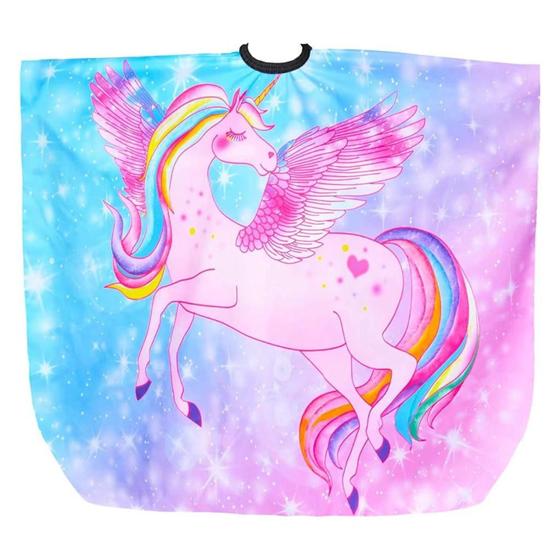 Imagem de Capa De Corte Infantil Estampada Profissional Barbeiro Cabeleireiro Unicornio