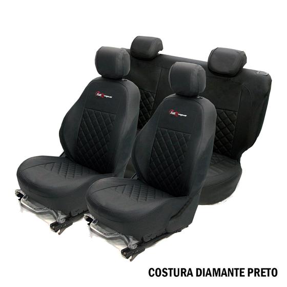 Imagem de Capa de couro banco Diamante Fiat Novo Uno 2015 encosto Acoplado